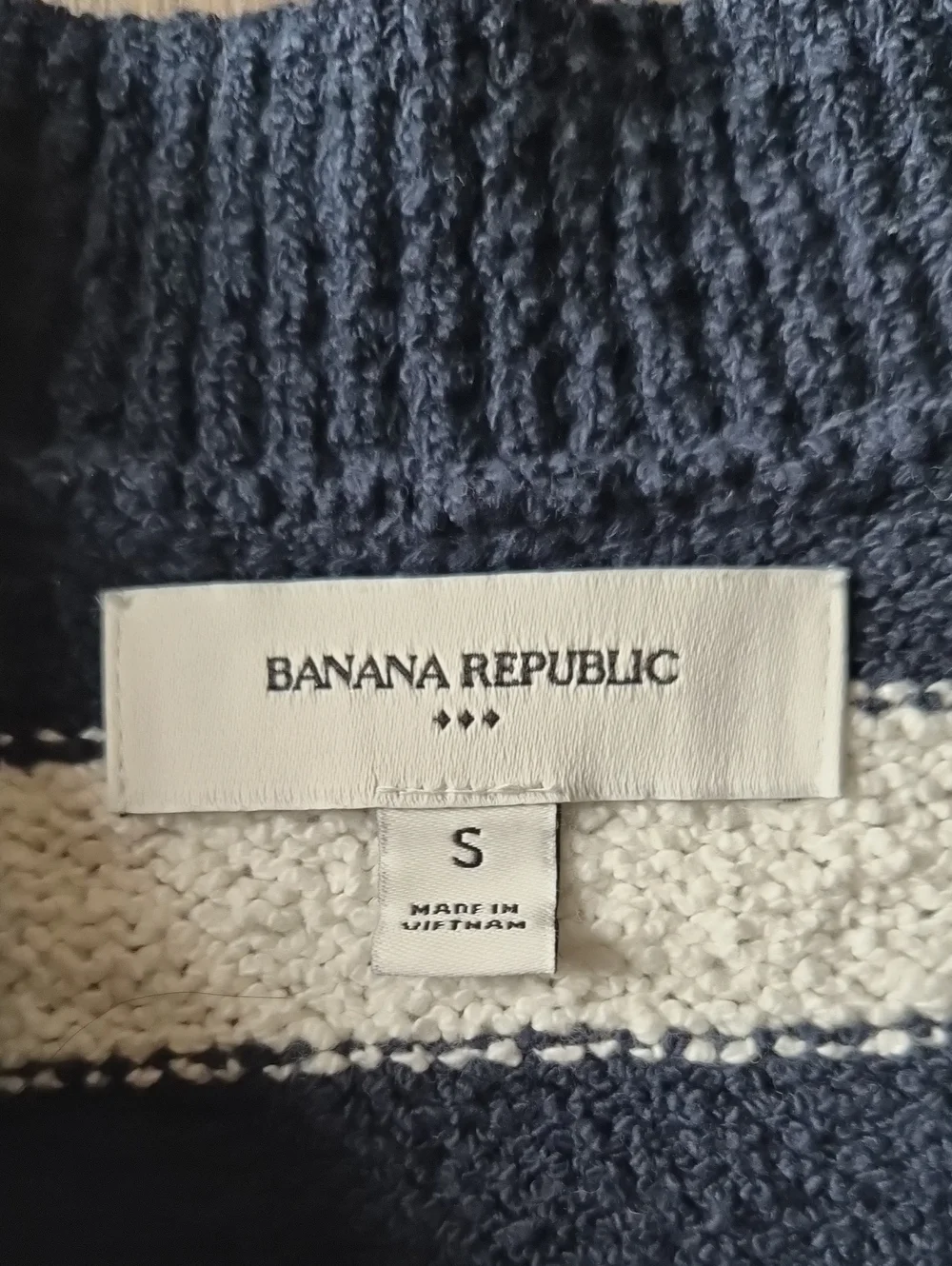 Banana Republic Navy and White Striped Crewneck Sweater Vest Top Small